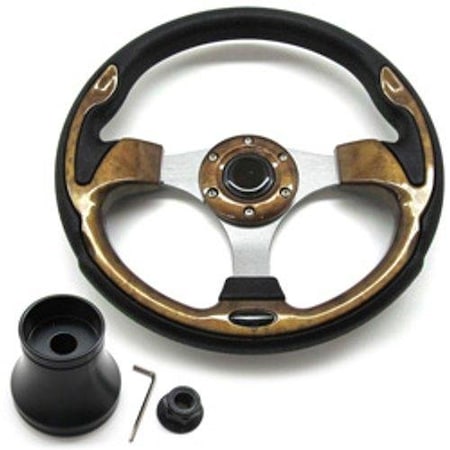 Replacement Ezgo / Cushman / Textron PRO FIT 13 Inch Steering Wheel Wood Grain RXV Model Year 2018 -  ILC